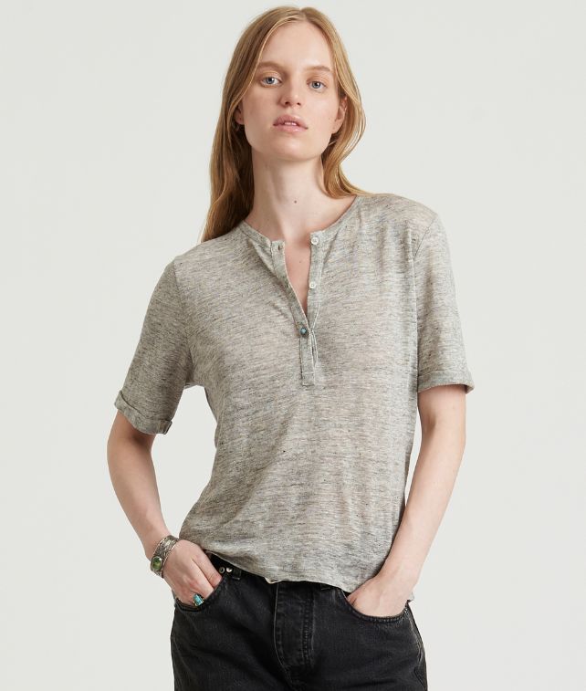 Charlie T-shirt Henley Jersey Linen