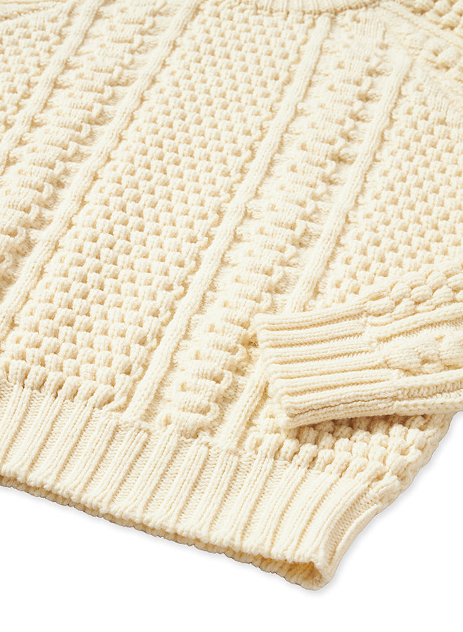Aston Cable Knit Wool Crewneck Sweater