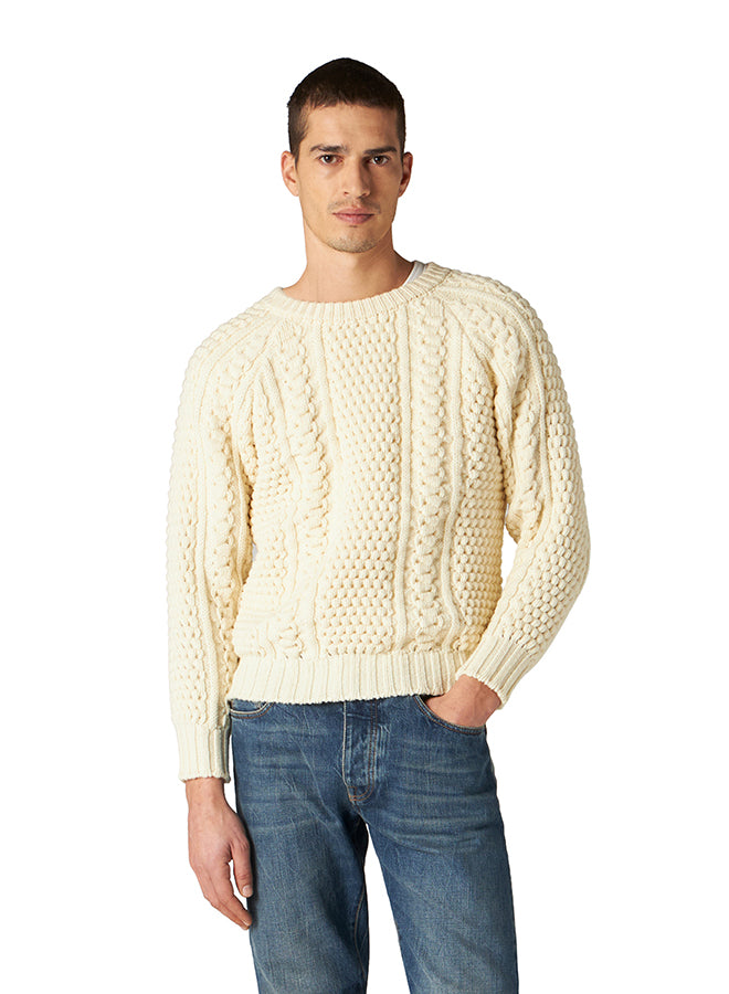Aston Cable Knit Wool Crewneck Sweater