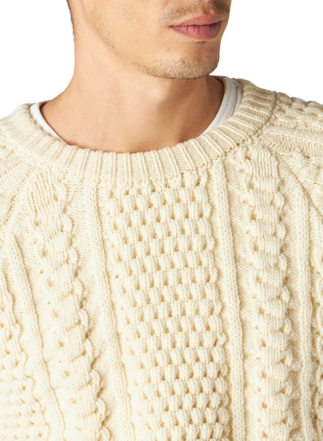 Aston Cable Knit Wool Crewneck Sweater