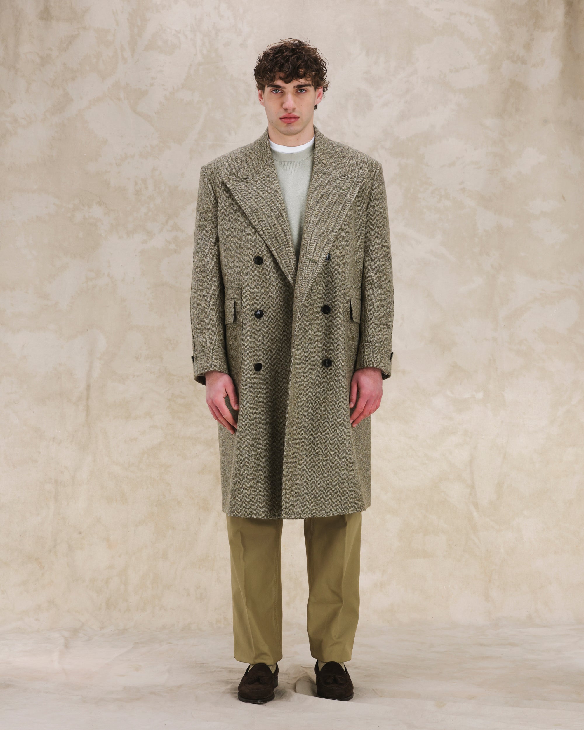 Bogart Cappotto Doppiopetto In Herringbone di Lana