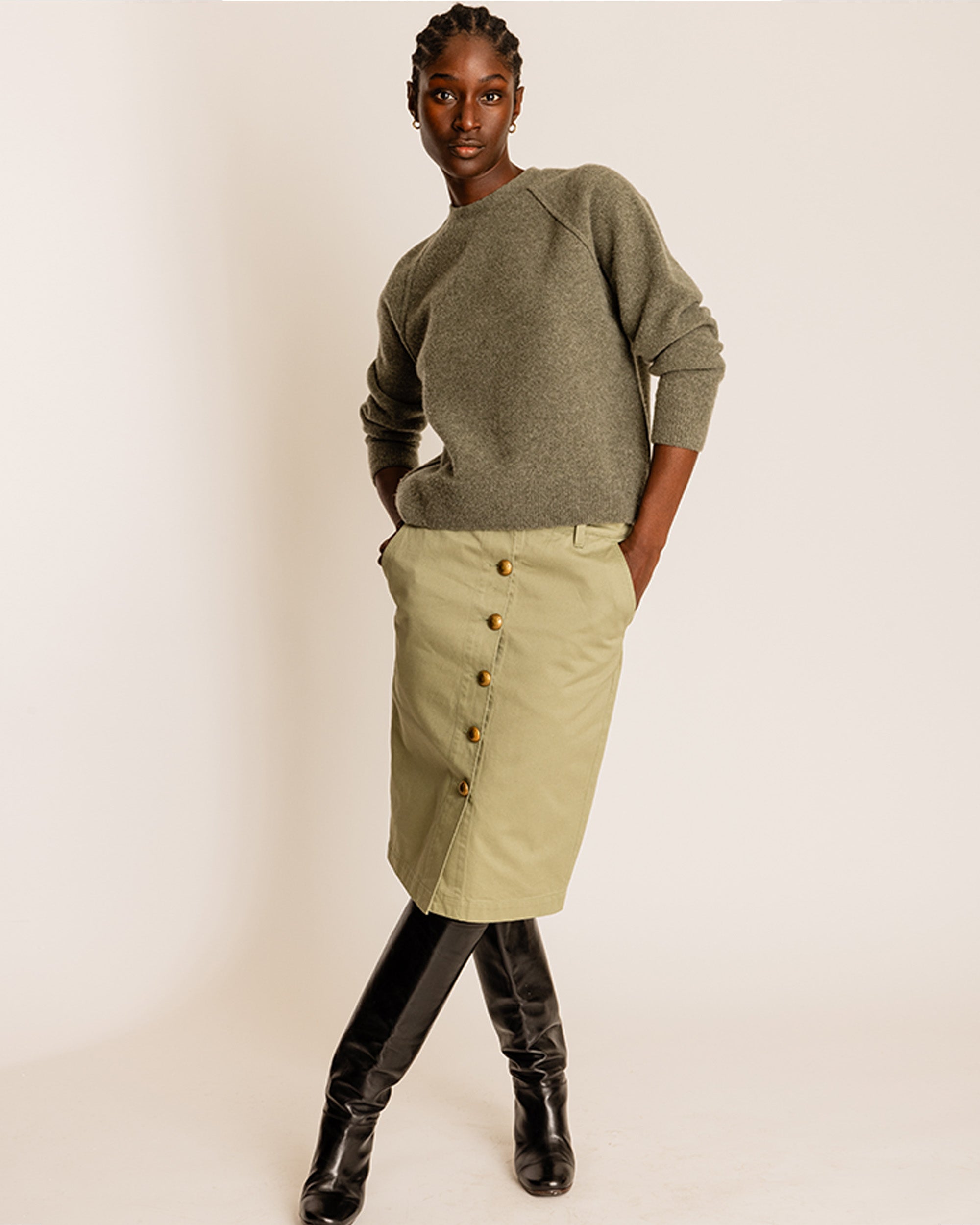 Harvard Knit Wool Raglan Sleeves Crewneck