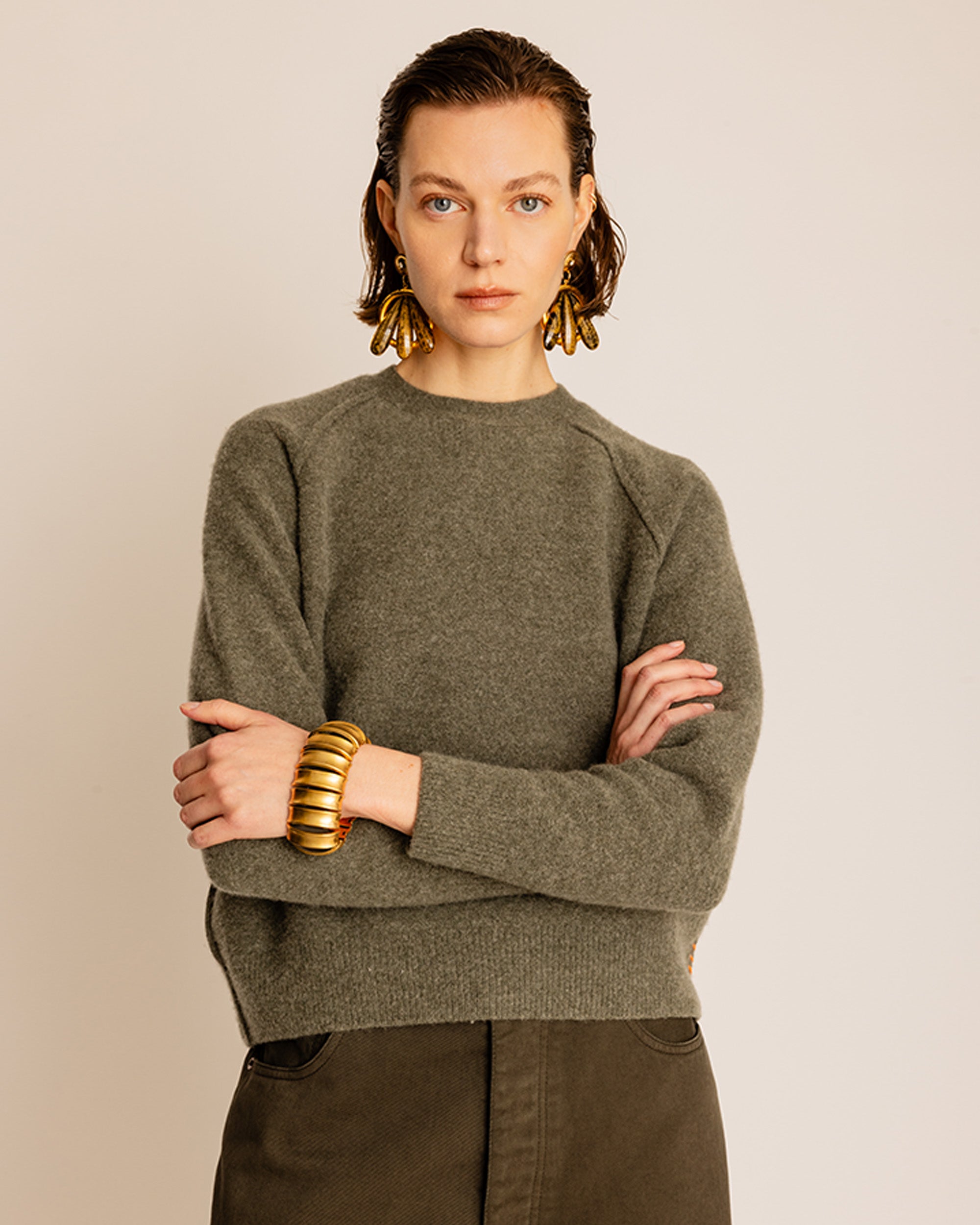 Harvard Knit Wool Raglan Sleeves Crewneck