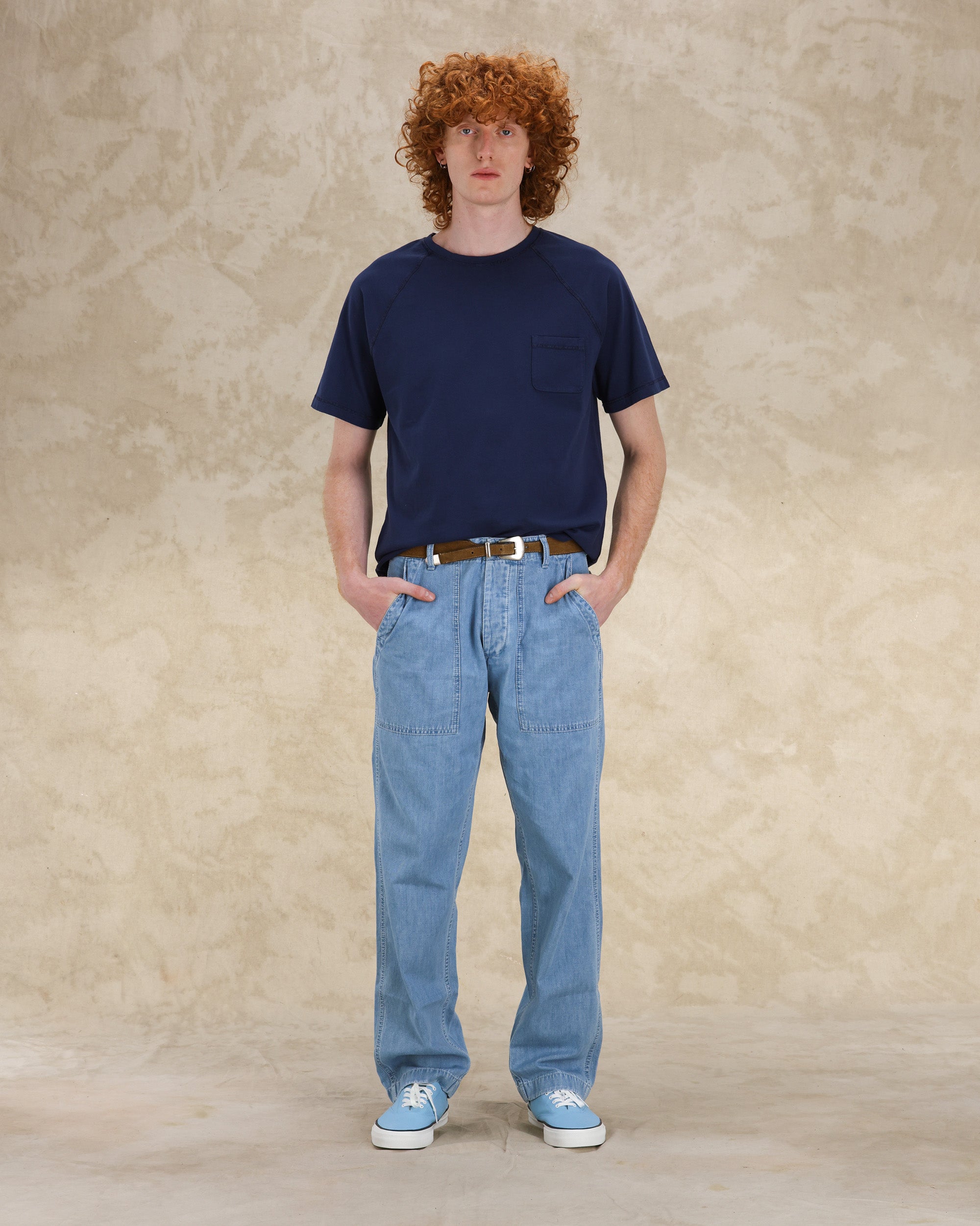 Newfatigue Pantaloni in Denim Bleach Wash