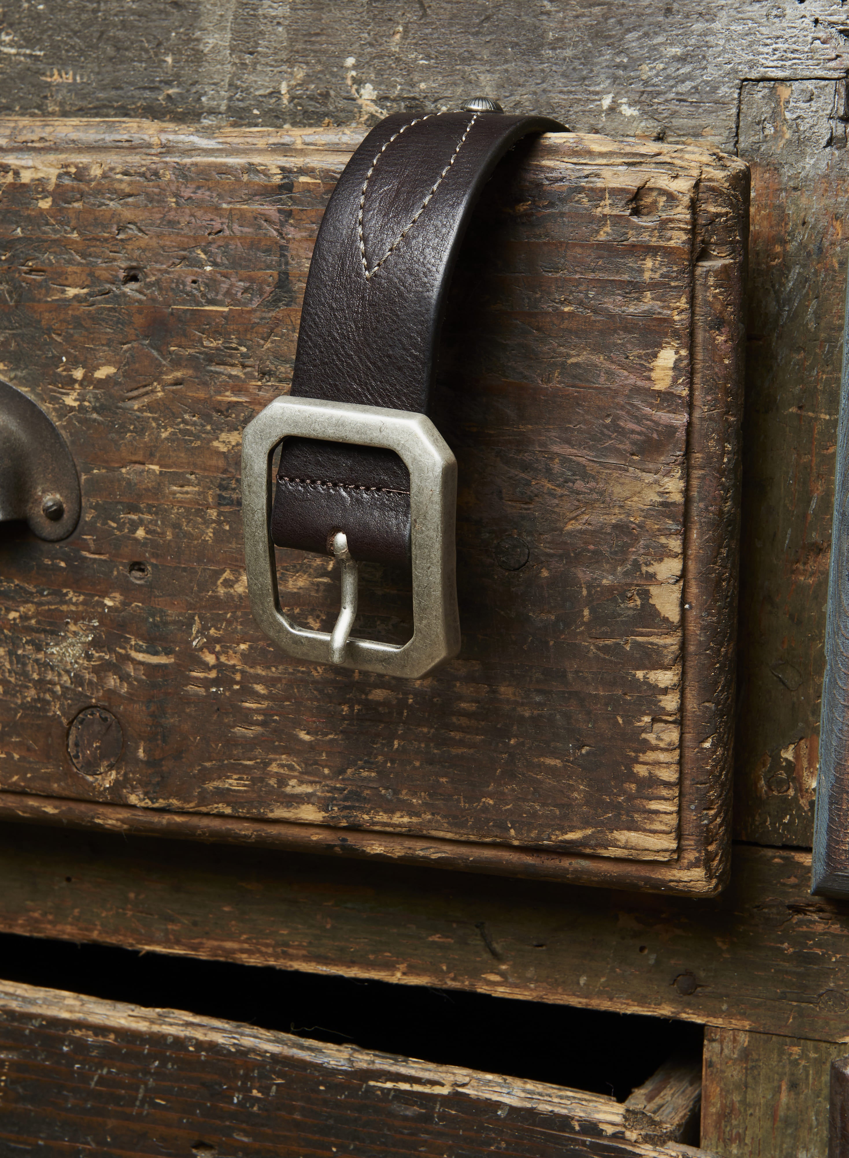 Oregon Leather Belt with Squared Buckle