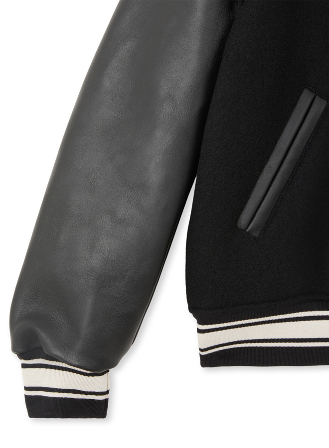 Oxford Wool and Leather Bomber Jacket