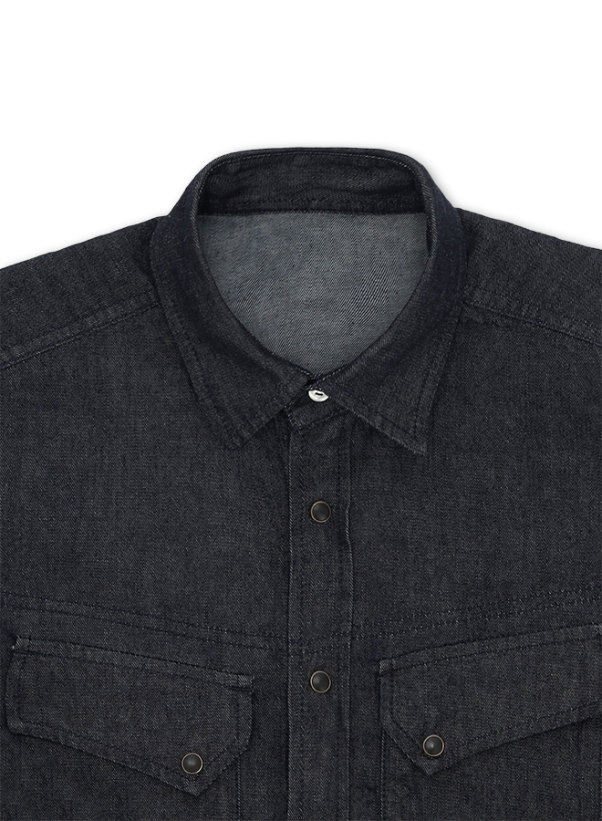 Pasadena Camicia Western In Denim Indigo Rinse