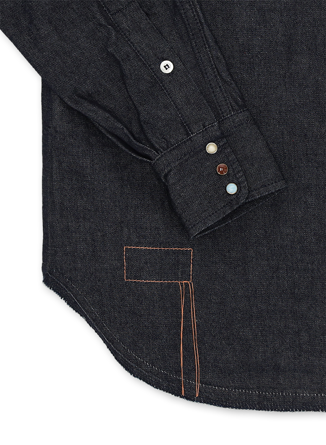 Pasadena Camicia Western In Denim Indigo Rinse