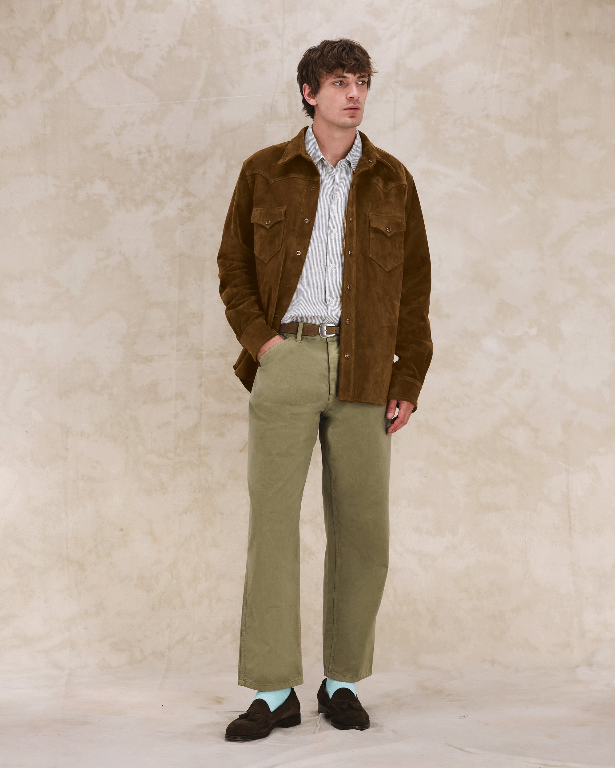 Ranch Texan Shirt in Suede Leather