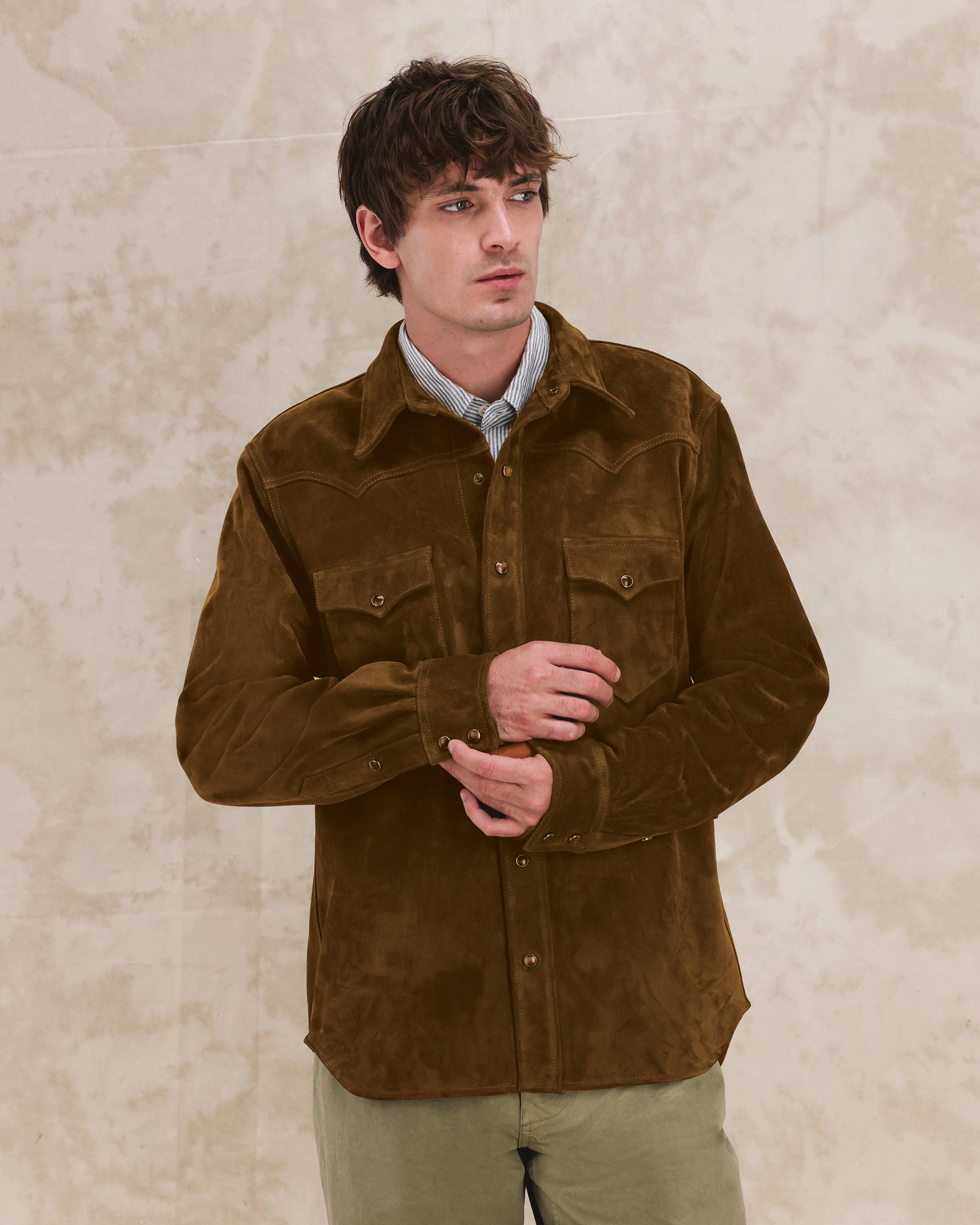 Ranch Texan Shirt in Suede Leather