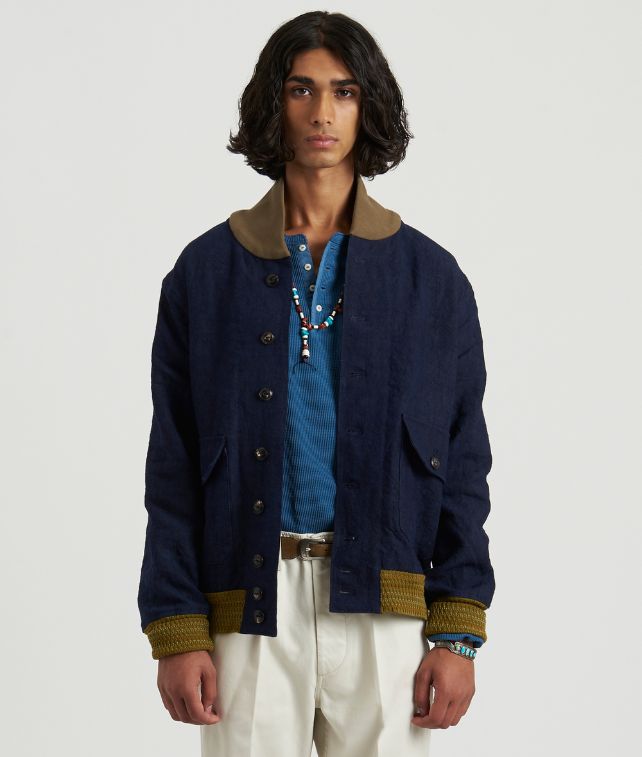Regan Giacca Bomber in Canapa/Lino