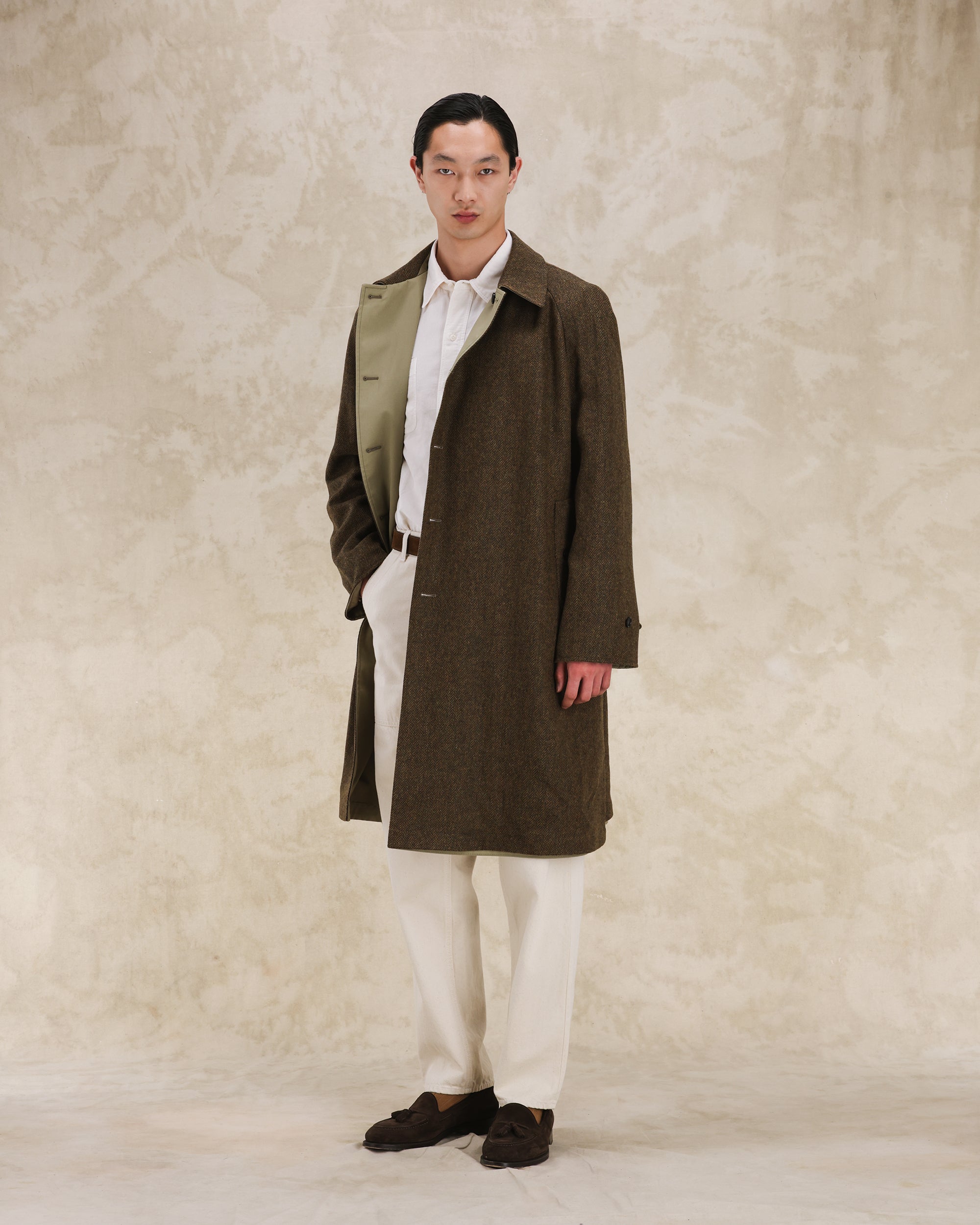 Stanford Herringbone Wool Double-Faced Single-breasted Coat