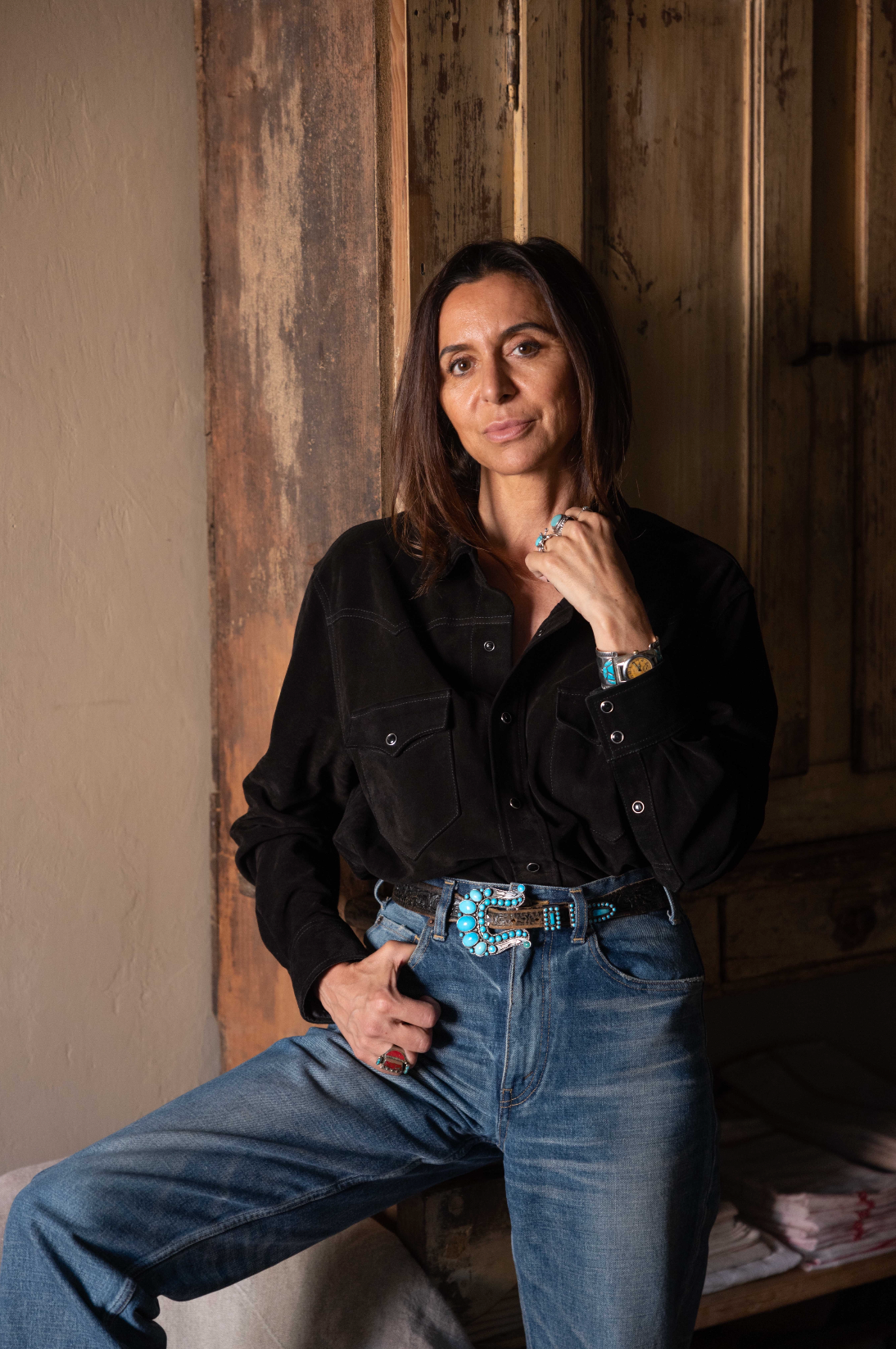 Linda Overshirt Suede Leather