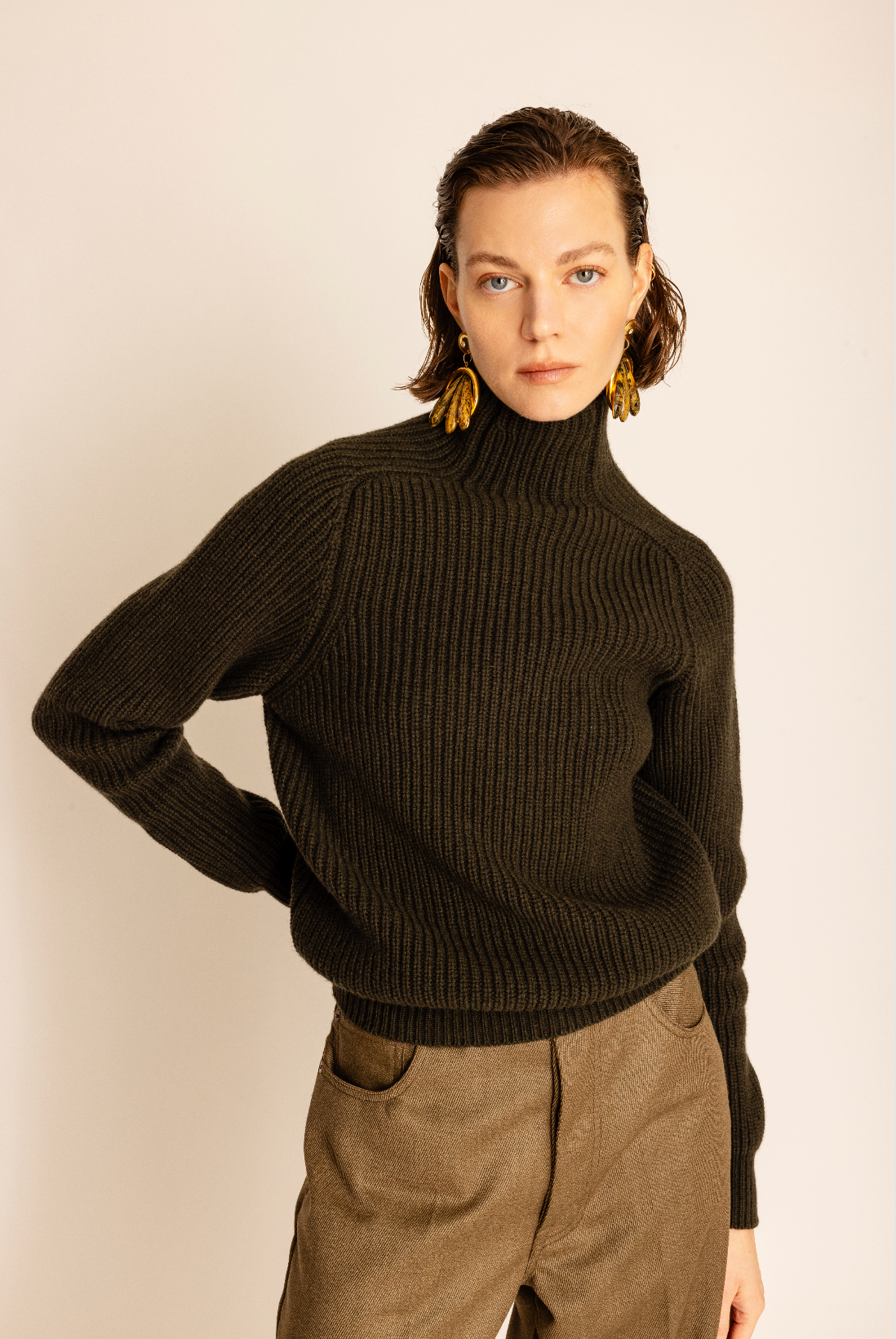 Leona High Neck Wool and Cashmere Sweater