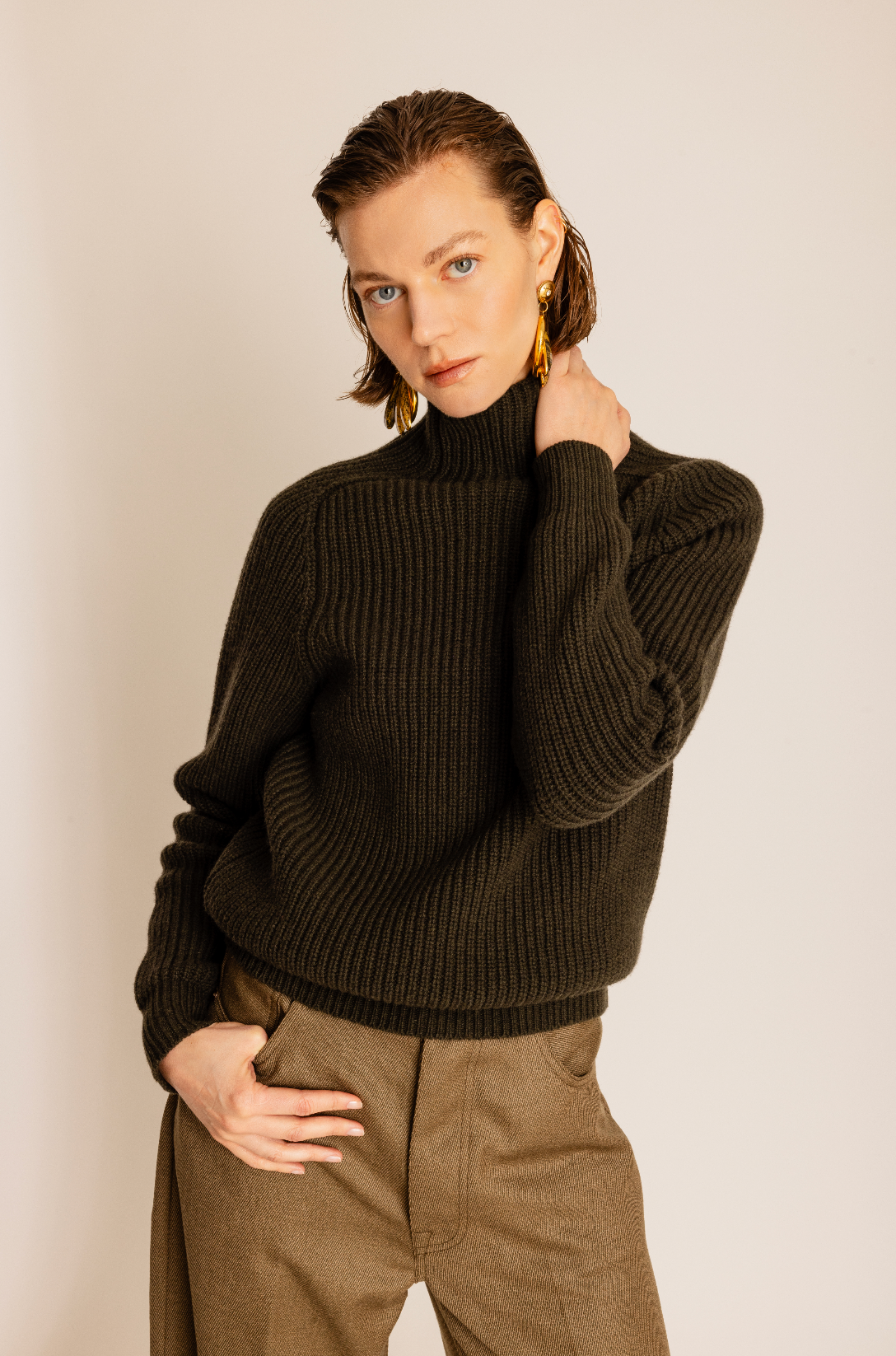 Leona High Neck Wool and Cashmere Sweater