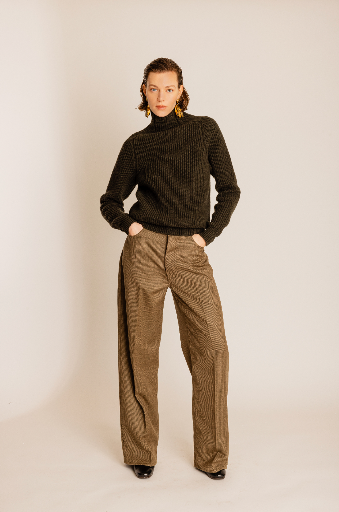 Leona High Neck Wool and Cashmere Sweater