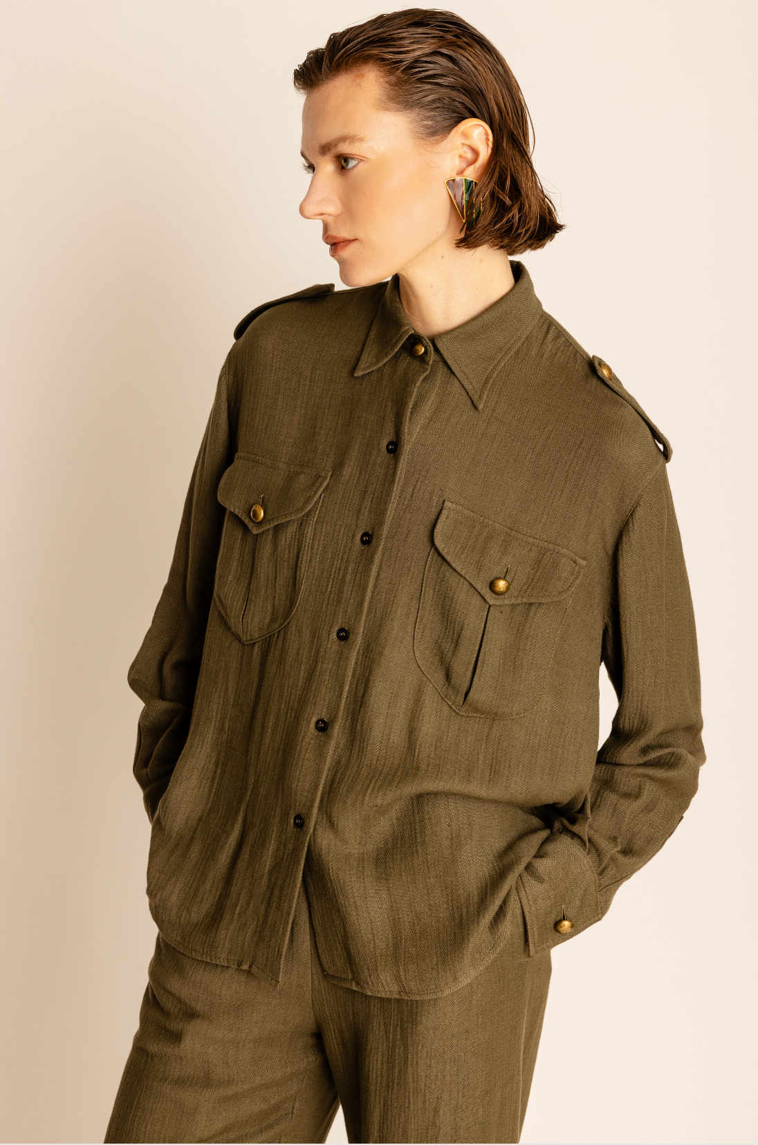 Luke Shirt Sahariana Linen E Viscosa