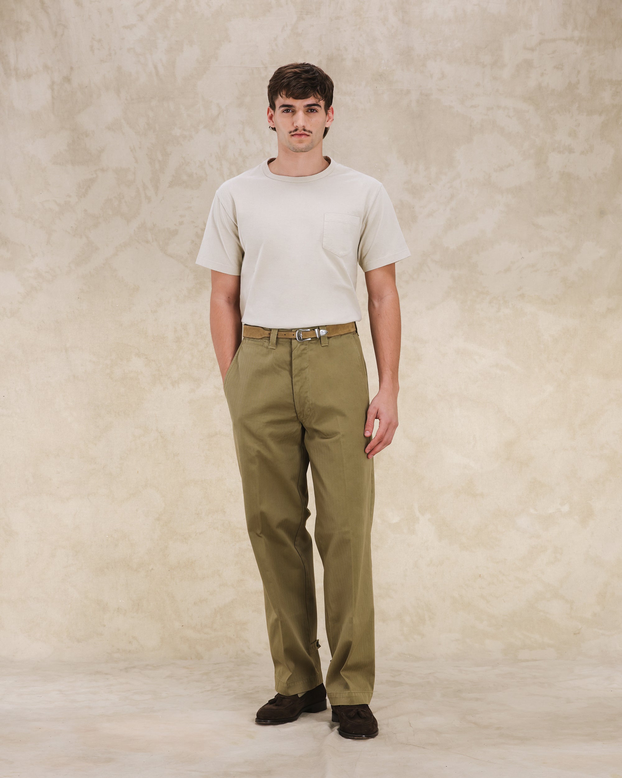 Thomas Herringbone Cotton Trousers