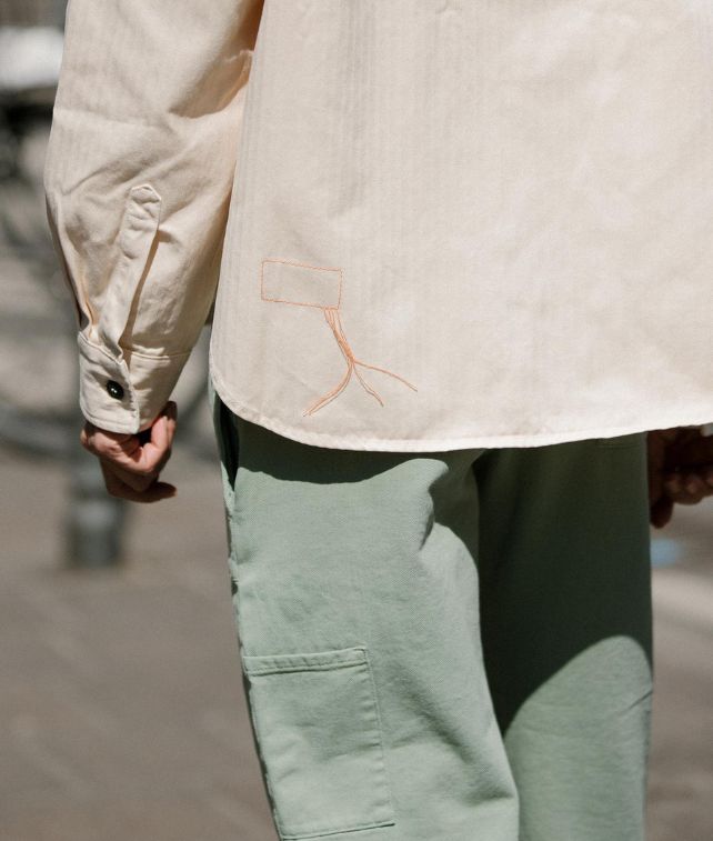 Bonniet Camicia In Herringbone di Cotone