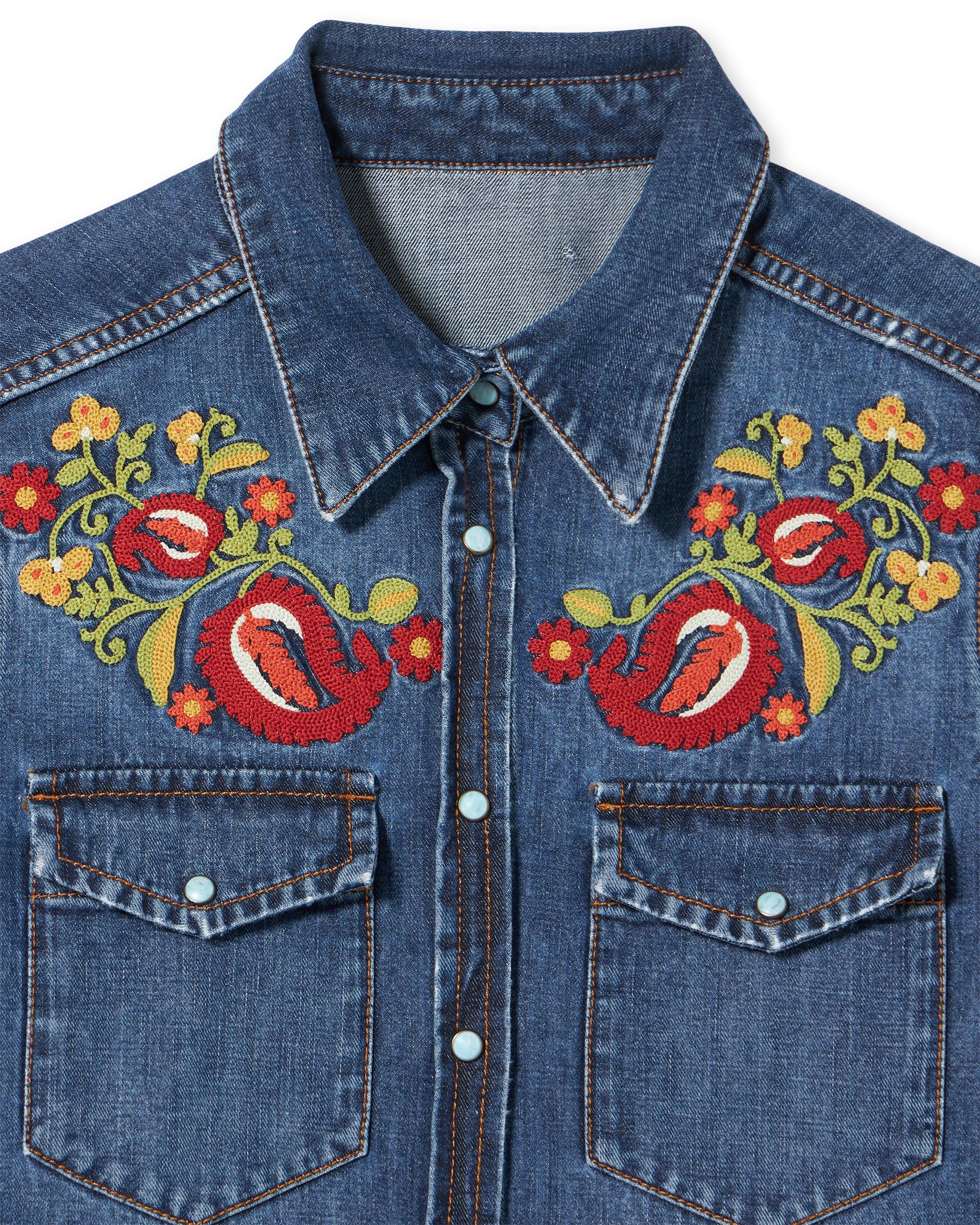 Brigitter Embroidered Denim Shirt