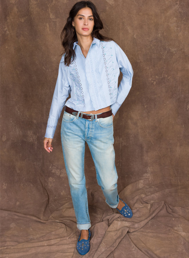 966 John Denim Trousers 5 Pockets Regular Fit Stone Wash