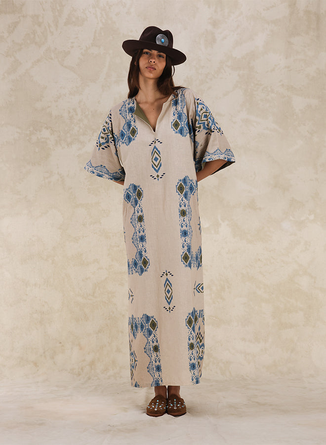 Acaia Cotton Linen Printed Dress