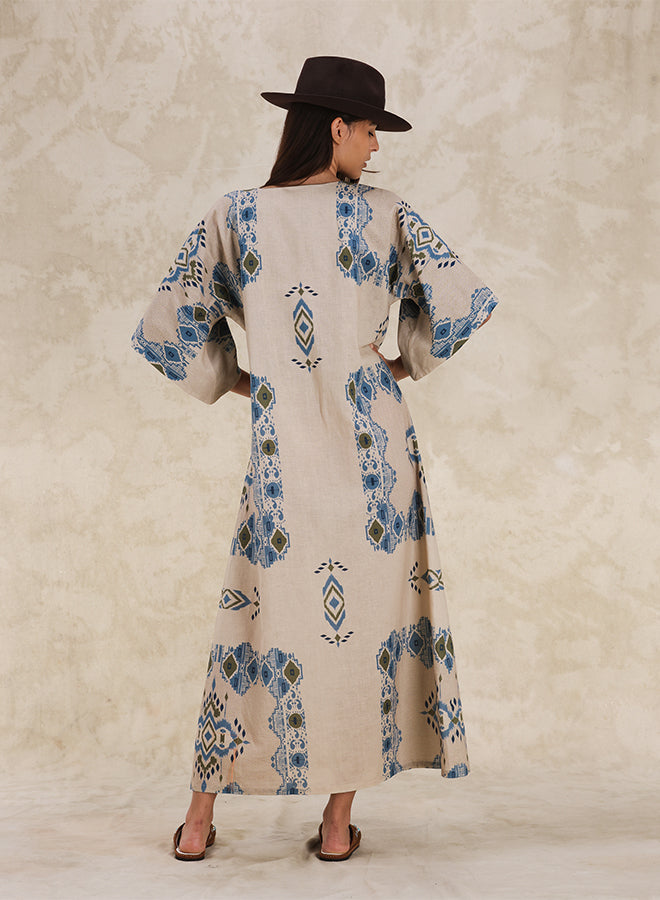 Acaia Cotton Linen Printed Dress