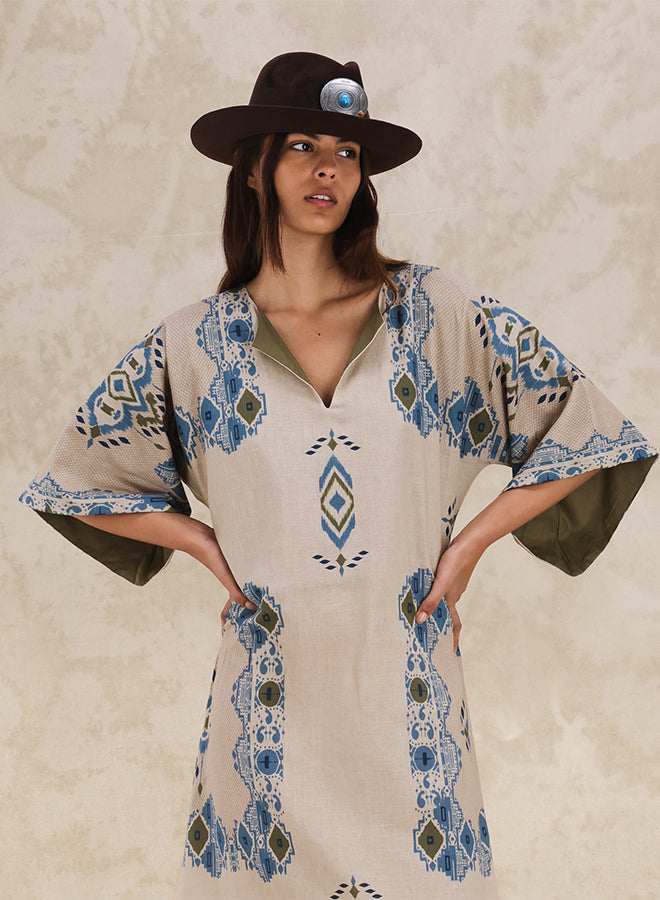 Acaia Cotton Linen Printed Dress