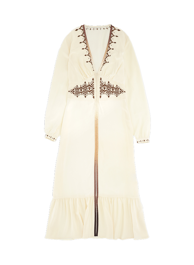 Ada Embroidered Silk Creponne Dress