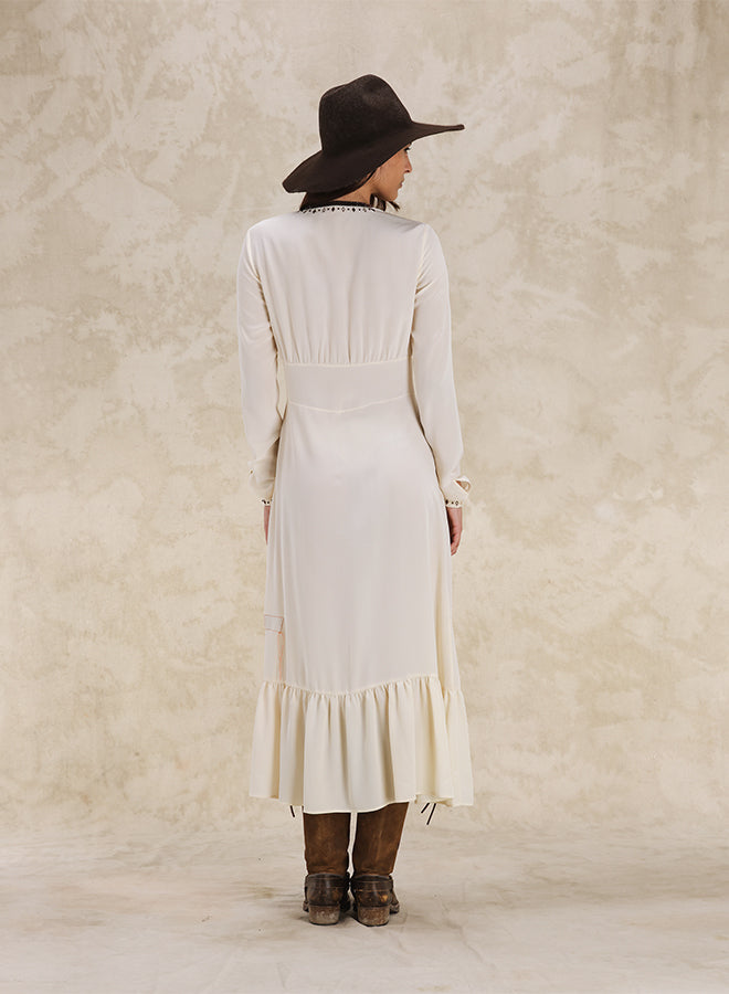 Ada Embroidered Silk Creponne Dress