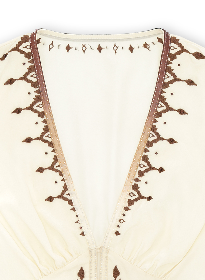 Ada Embroidered Silk Creponne Dress