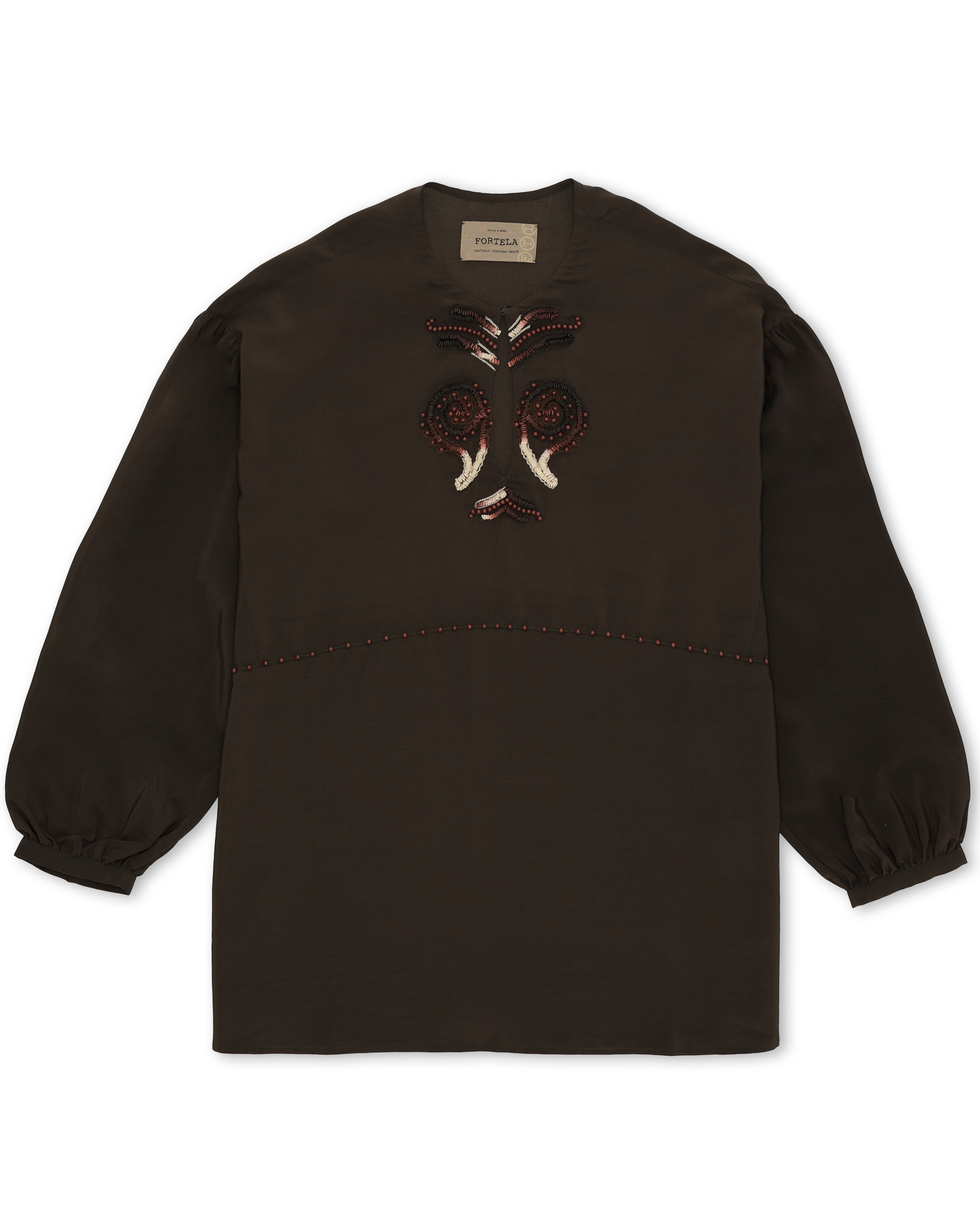 Allegras Embroidered Silk Crepe Blouse