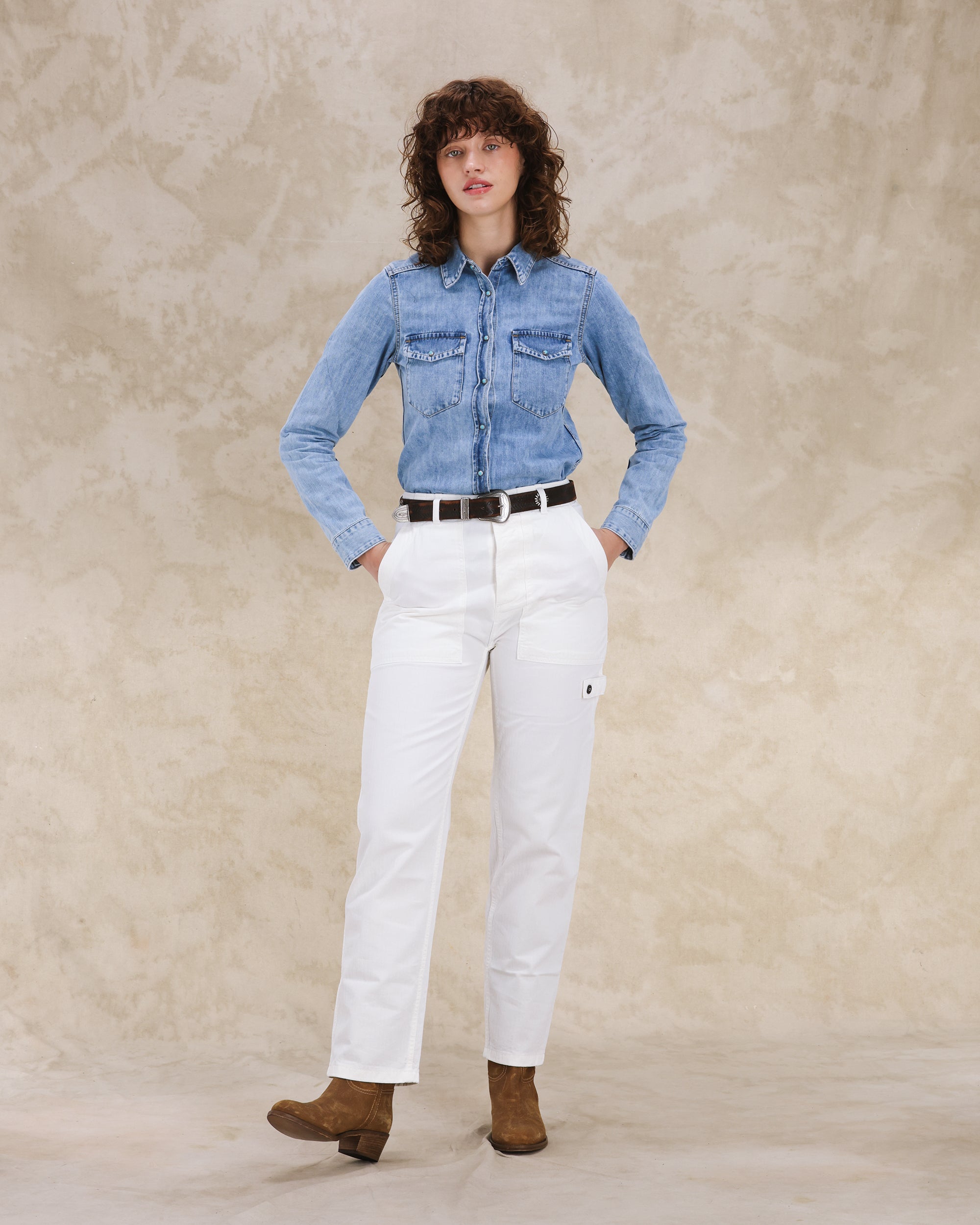 Brigitte Denim Shirt Slim Fit Bleach Wash