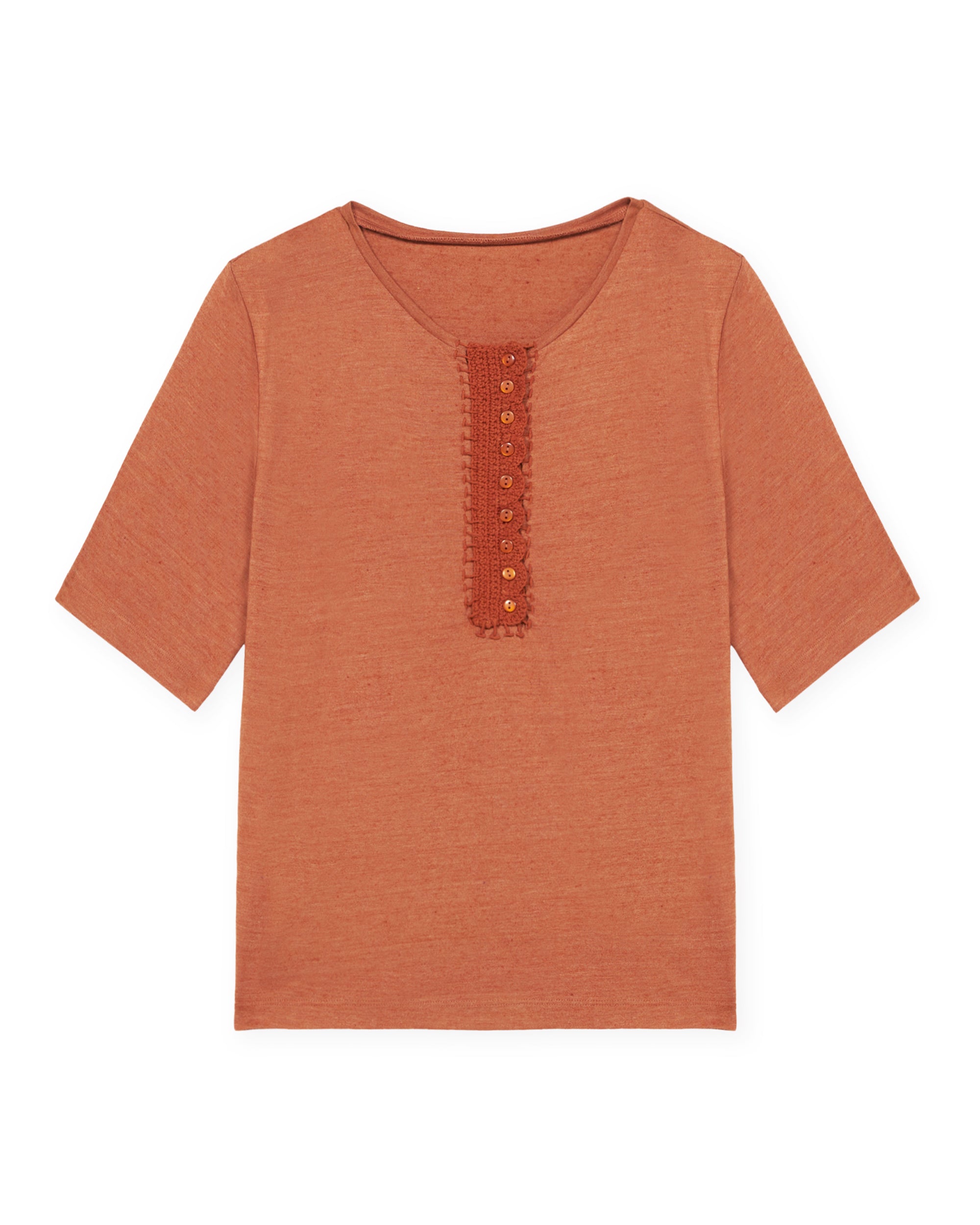 Cherry T-shirt Henley Crochet