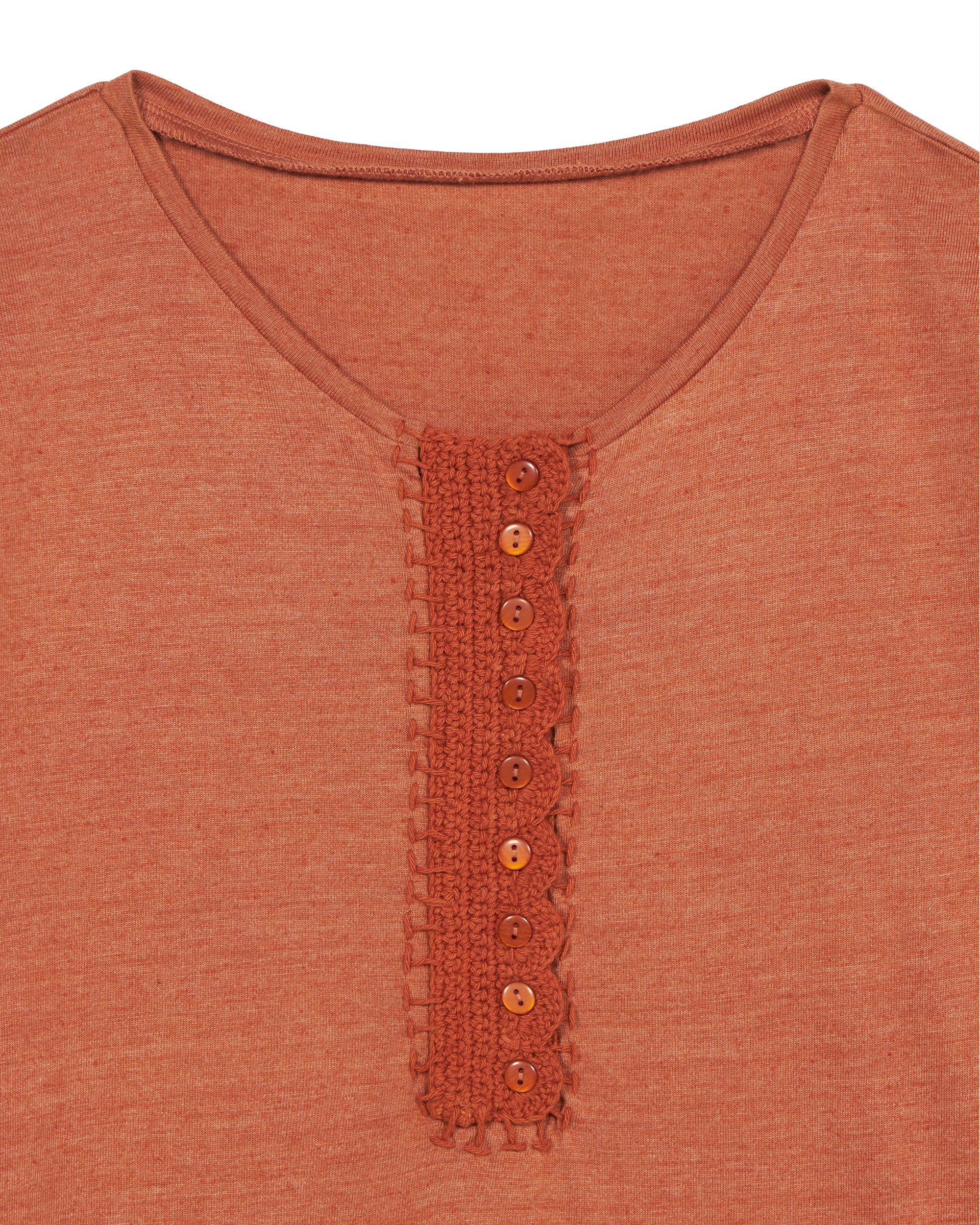 Cherry T-shirt Henley Crochet
