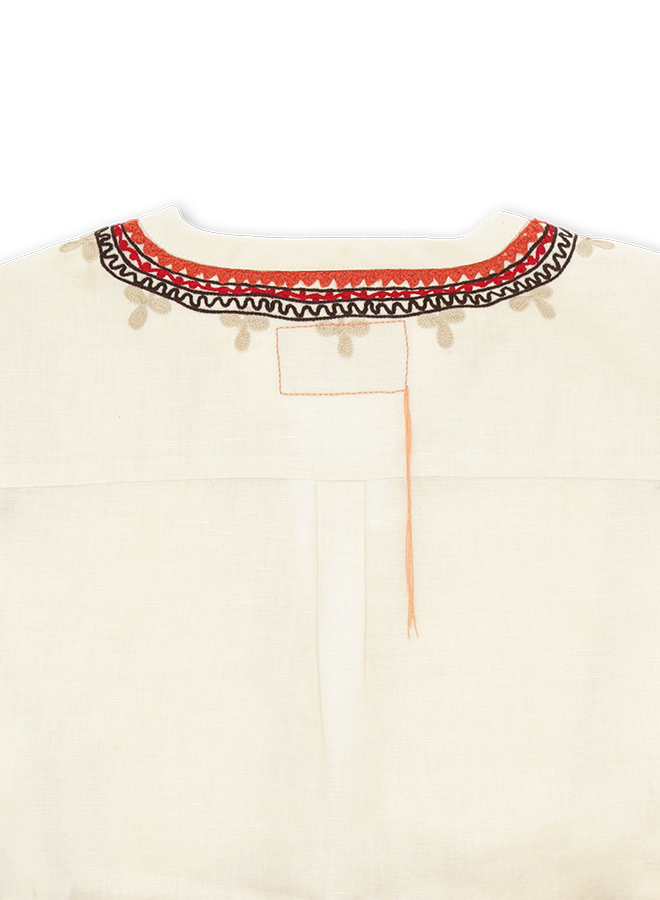 Cinthya Embroidered Blouse in Cotton Linen