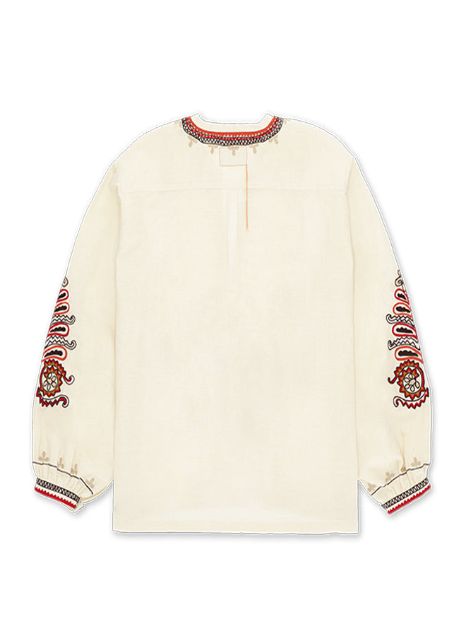 Cinthya Embroidered Blouse in Cotton Linen
