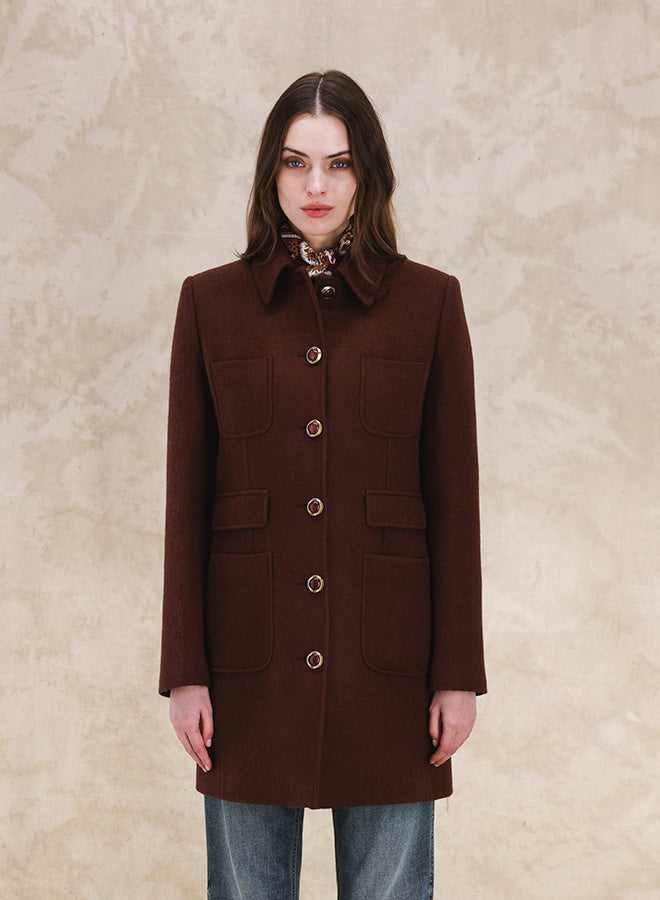 France Cappotto Attillato In Lana