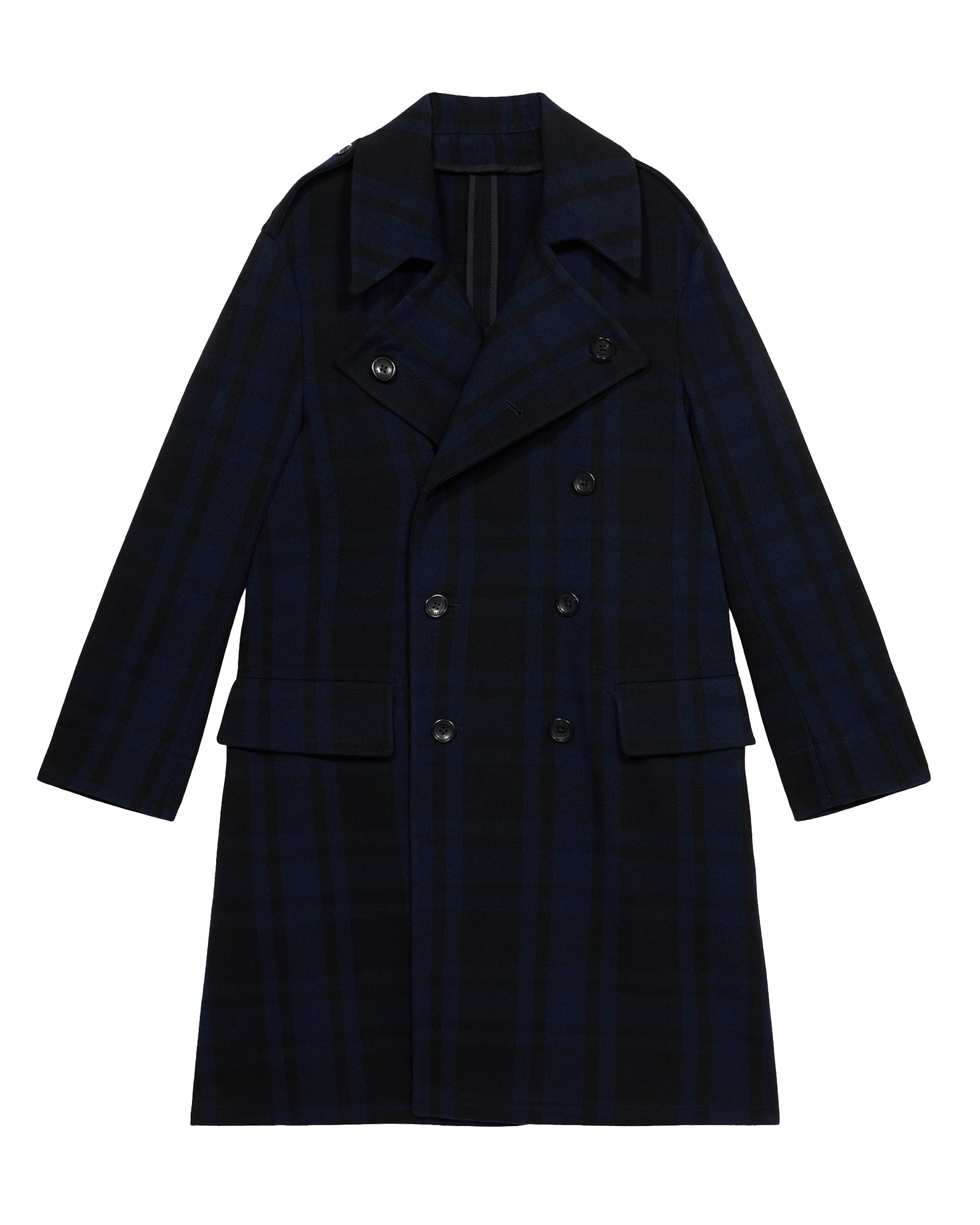 Winston Check Wool Double-breasted Coat
