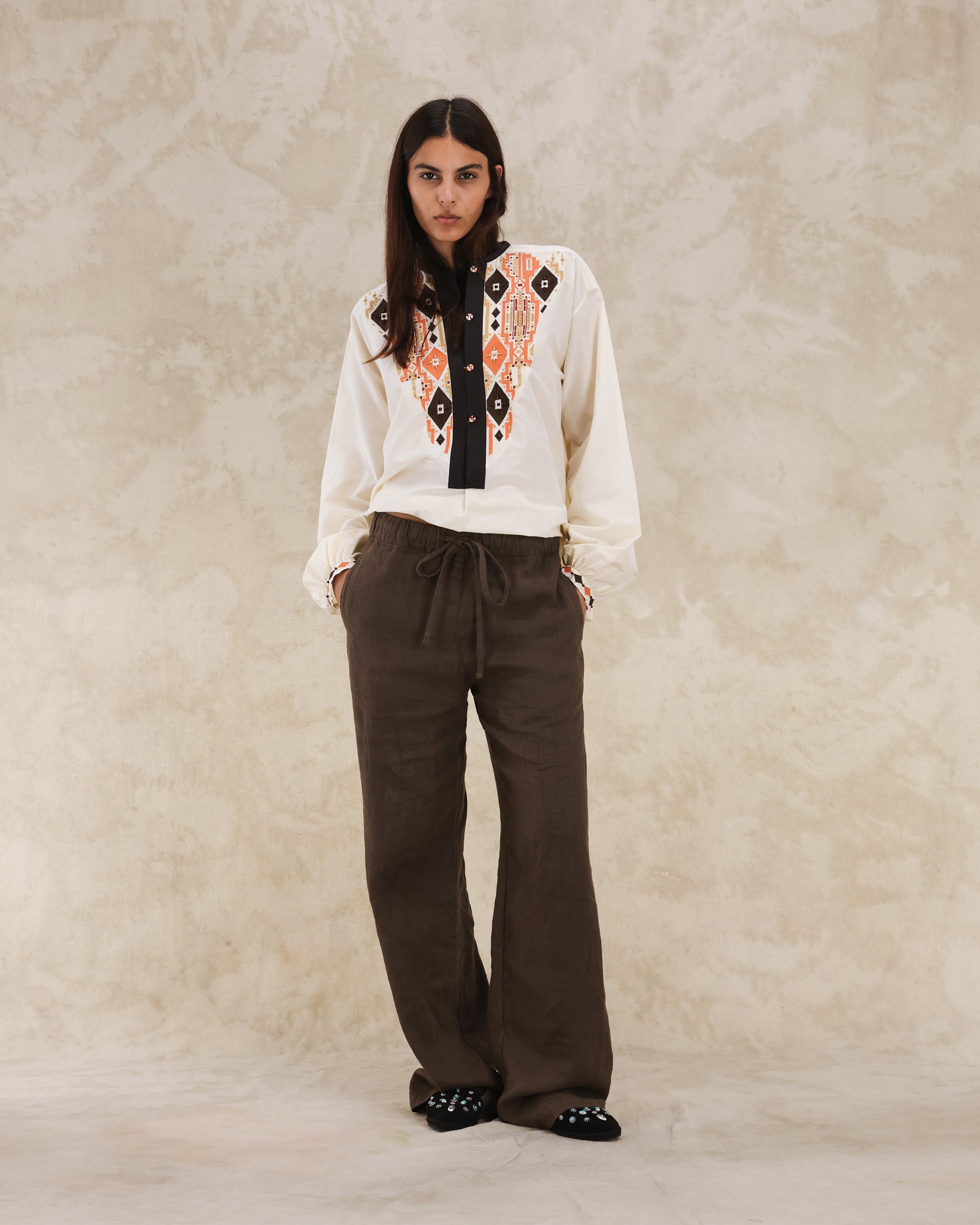 Jaleh Trousers With Drawstring Linen