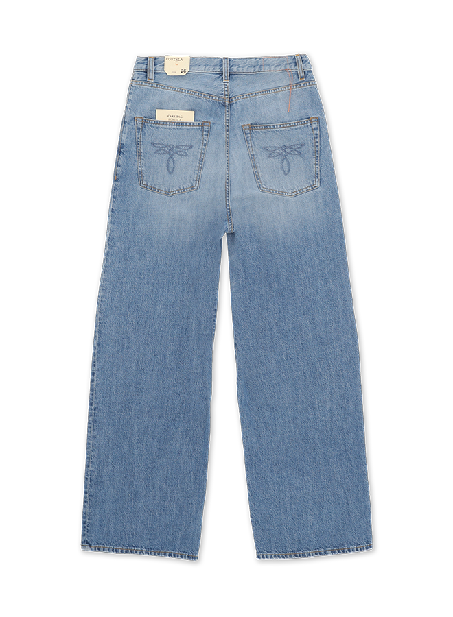 Jaron Trousers Gamba Ampia Denim Bleach Wash
