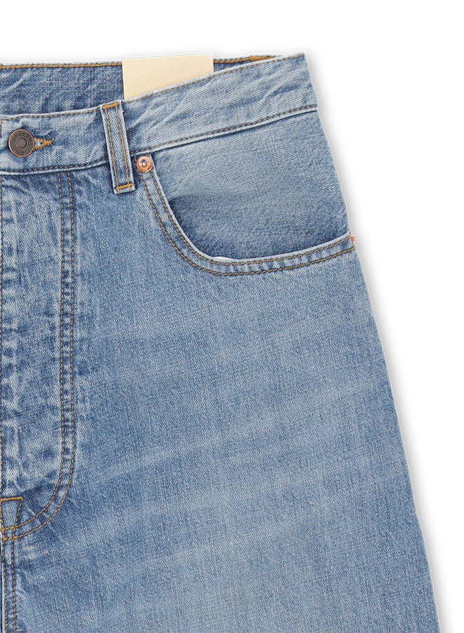 Jaron Trousers Gamba Ampia Denim Bleach Wash