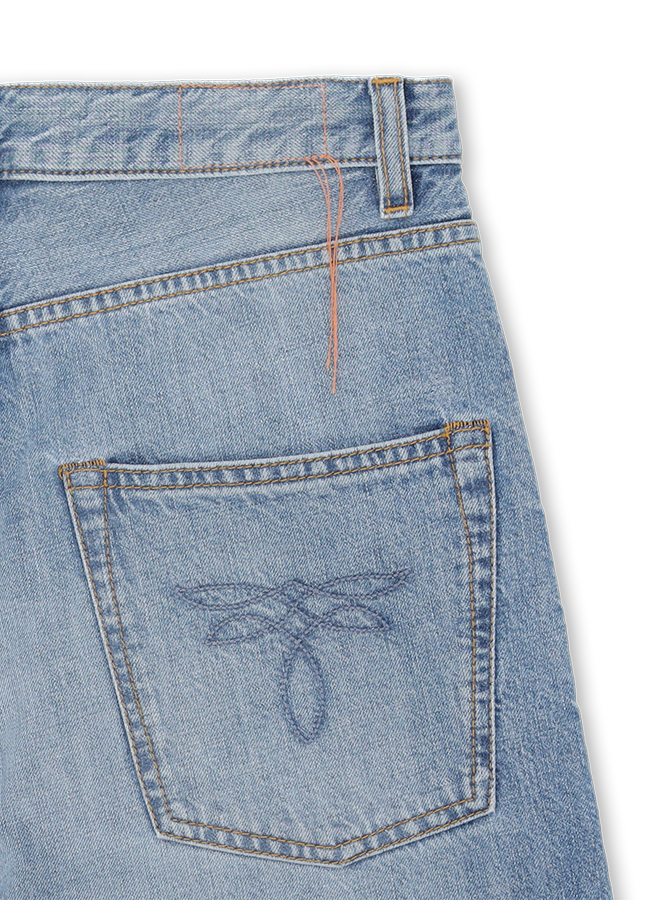 Jaron Trousers Gamba Ampia Denim Bleach Wash