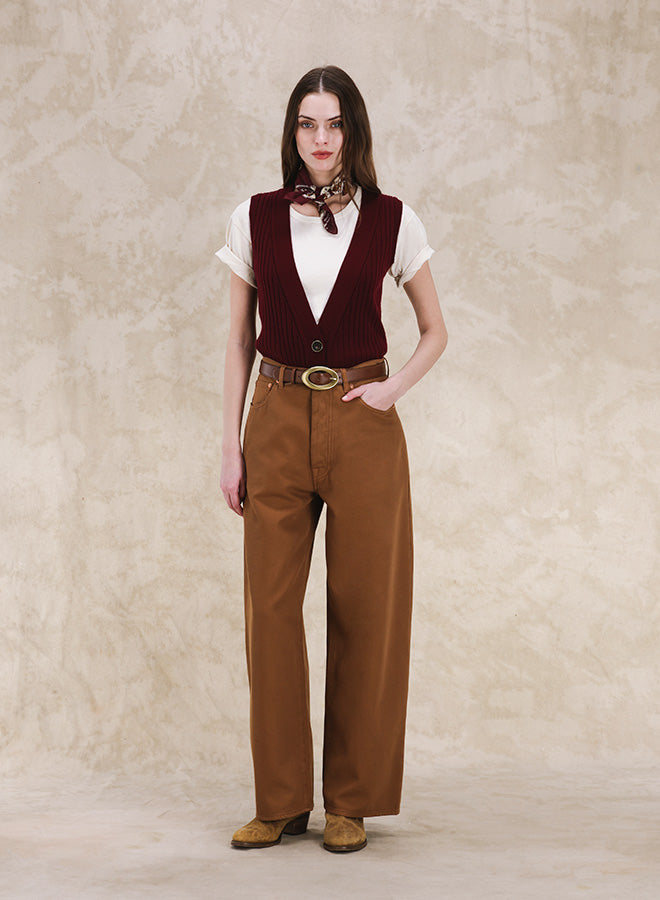 Jaron Trousers Wide-leg Wool & Cotton