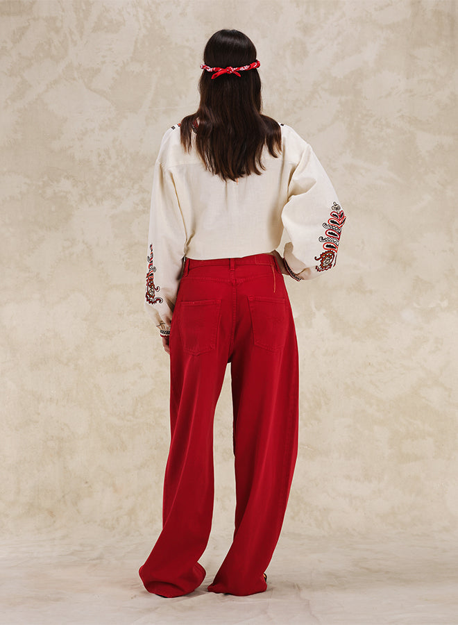 Jaron Trousers Wide-leg Twill Cotton