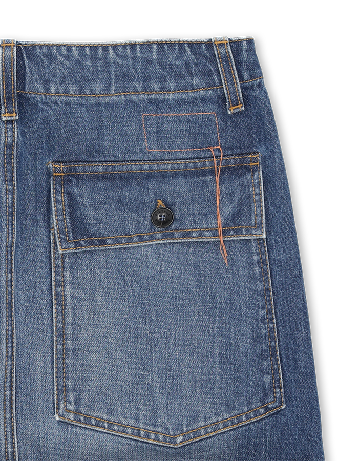 Jia Fatigue Denim Custom Wash Skirt