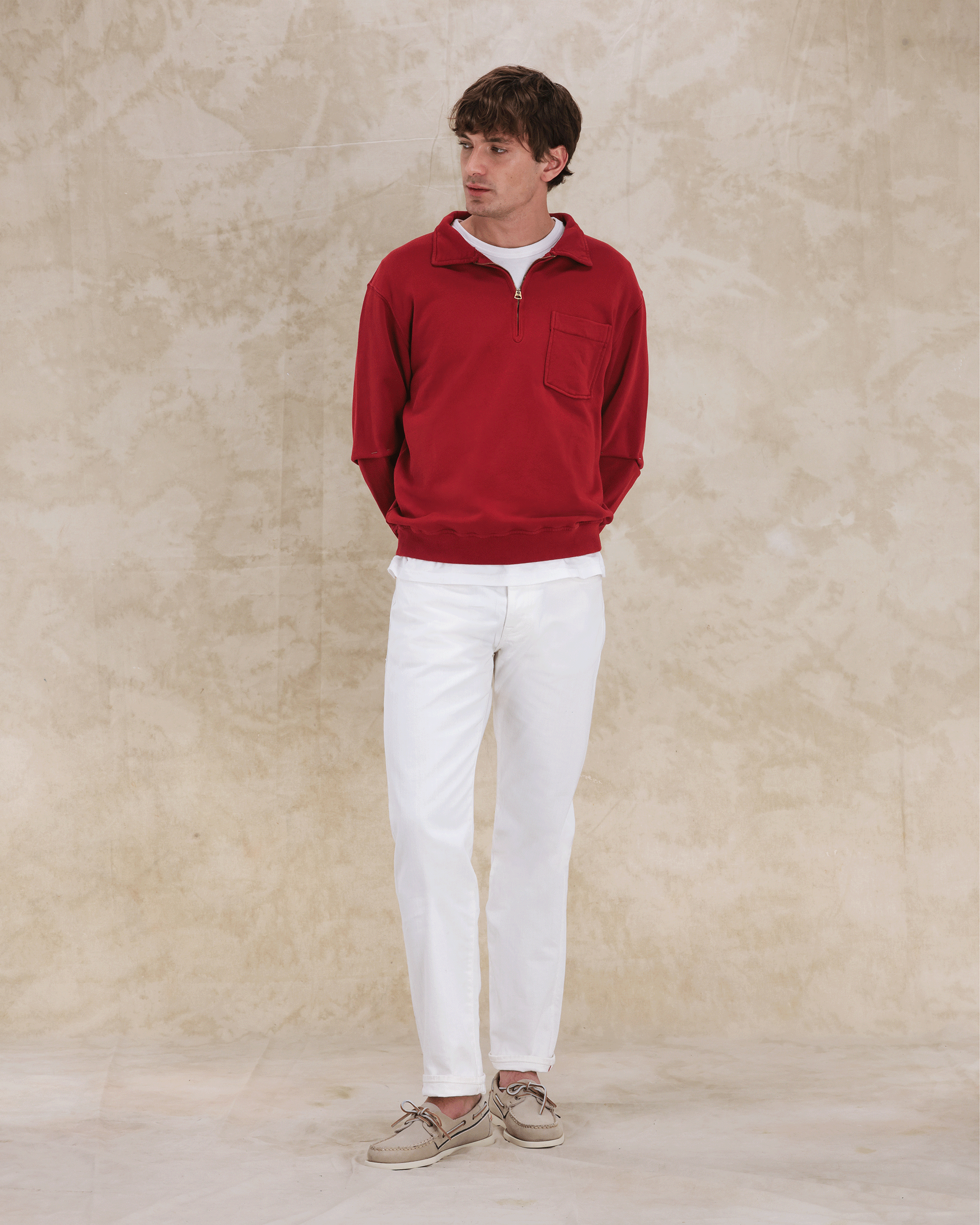 Yale Brushed Jersey Quarter Zip Collared Sweatshirt