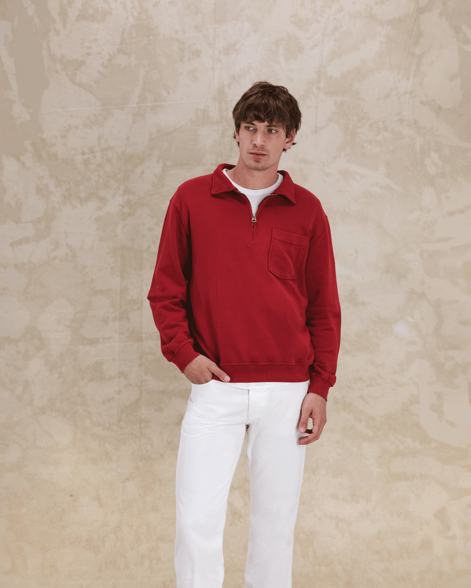 Yale Brushed Jersey Quarter Zip Collared Sweatshirt