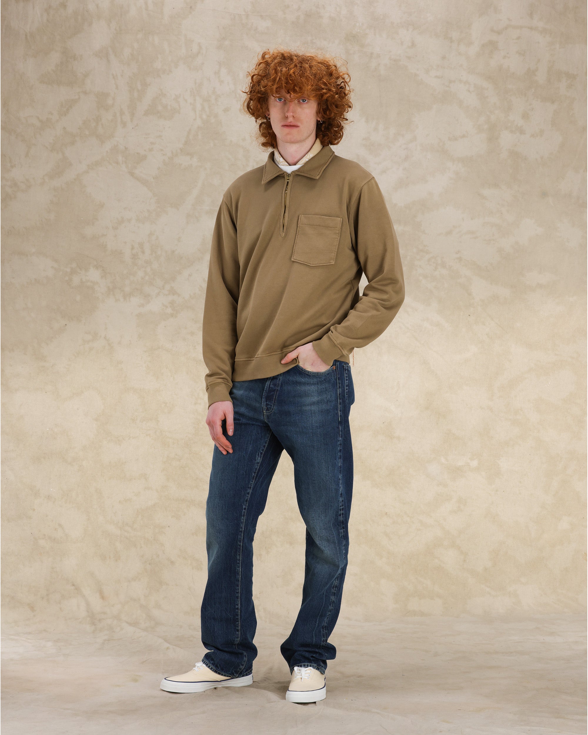 Yale Brushed Jersey Quarter Zip Collared Sweatshirt