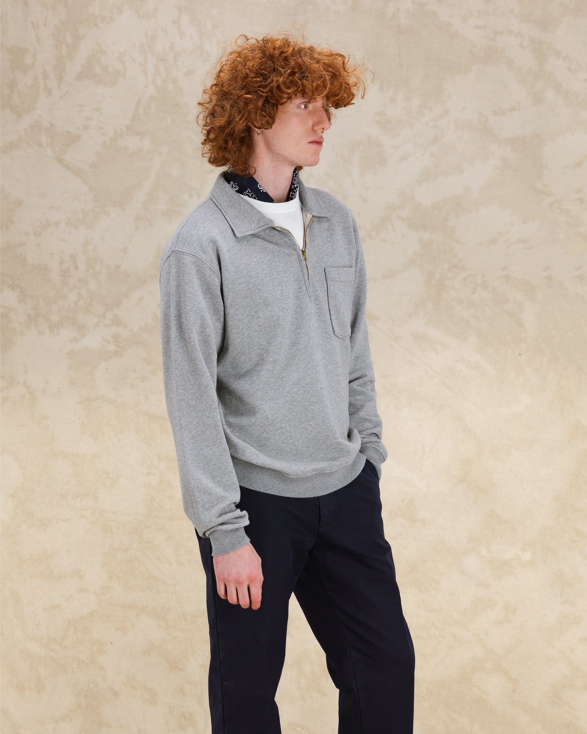 Yale Felpa In Jersey Garzato Con Colletto E Zip